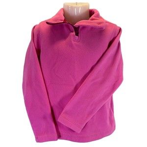 Lands' End Girls Pink Lightweight Quarter Zip Fleece Jacket Pullover Size S 4